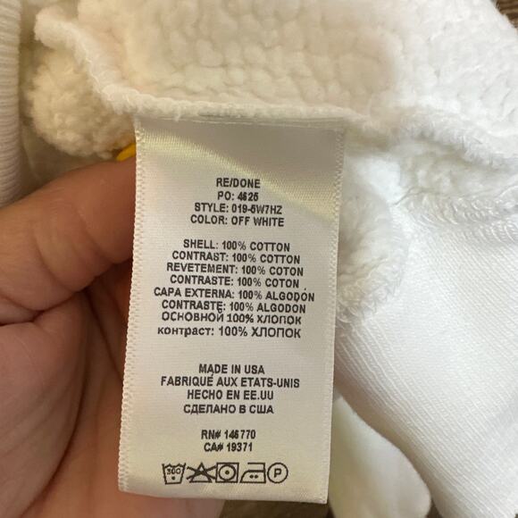 RE/DONE 70's Half Zip Sweatshirt in Off White Size Medium NWOT - Picture 9 of 10